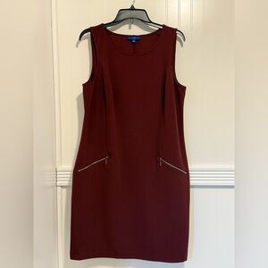 Apt. 9 Sleeveless Faux Zip-Pocket detail Shift Dress in Burgundy